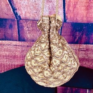 Handmade Indian Pouch Gold-tones with drawstring
